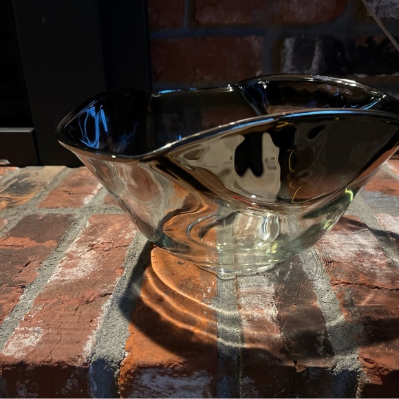 Vintage Bowl Mid Century Silver Fade Glass Triangle Dessert Salad Snacks 9” - Picture 3 of 10